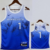 2023-24 Timberwolves ANDERSON #1 Blue City Edition Top Quality Hot Pressing NBA Jersey