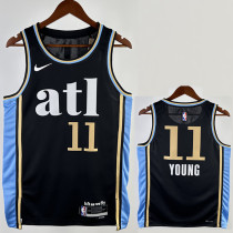 2023-24 Hawks YOUNG #11 Black City Edition Top Quality Hot Pressing NBA Jersey
