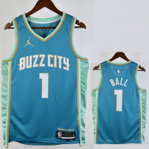 2023-24 Hornets BALL #1 Blue City Edition Top Quality Hot Pressing NBA Jersey
