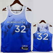 2023-24 Timberwolves TOWNS #32 Blue City Edition Top Quality Hot Pressing NBA Jersey