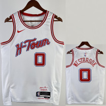 2023-24 ROCKETS WESTBROOK #0 White City Edition Home Top Quality Hot Pressing NBA Jersey
