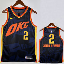 2023-24 OKC Thunder GILGEOUS-ALEXANDER #2 Dark Blue City Edition Top Quality Hot Pressing NBA Jersey