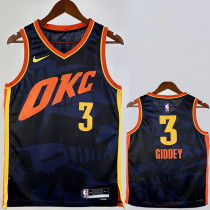 2023-24 OKC Thunder GIDDEY #3 Dark Blue City Edition Top Quality Hot Pressing NBA Jersey