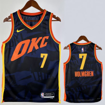2023-24 OKC Thunder HOLMGREN #7 Dark Blue City Edition Top Quality Hot Pressing NBA Jersey