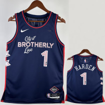 2023-24 76ERS HARDEN #1 Dark Blue City Edition Top Quality Hot Pressing NBA Jersey