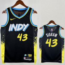 2023-24 Indiana Pacers SIAKAM #43 Black City Edition Top Quality Hot Pressing NBA Jersey