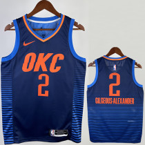 2023-24 OKC Thunder GILGEOUS-ALEXANDER #2 Blue City Edition Top Quality Hot Pressing NBA Jersey (蓝色条纹 )