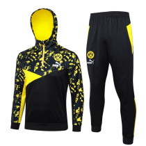 2023-24 Dortmund Black Hoodie Jacket Tracksuit #F542