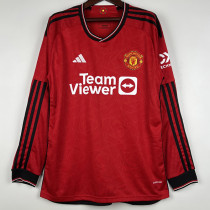 2023-24 Man Utd Home Long Sleeve Soccer Jersey (长袖)