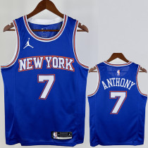 2021-22 KNICKS ANTHONY #7 Blue Top Quality Hot Pressing NBA Jersey (Trapeze Edition) 飞人版