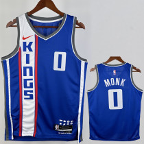 2023-24 Kings MONK #0 Blue City Edition Top Quality Hot Pressing NBA Jersey