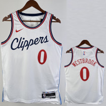 2024-25 Clippers WESTBROOK #0 White City Edition Home Top Quality Hot Pressing NBA Jersey