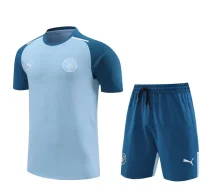 2024-25 Man City Blue Training Short Suit (100%Cotton)纯棉