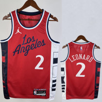 2024-25 Clippers LEONARD #2 Red Top Quality Hot Pressing NBA Jersey (Trapeze Edition) 飞人版