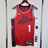 2024-25 Clippers HARDEN #1 Red Top Quality Hot Pressing NBA Jersey (Trapeze Edition) 飞人版