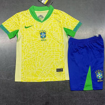 2024-25 Brazil Home Kids Soccer Jersey