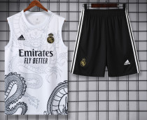 2024-25 RMA White Tank top and shorts suit #龙