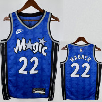 2023-24 Magic WAGNER #22 Dark Blue Top Quality Hot Pressing NBA Jersey (Retro Logo)(V领)