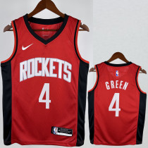 2022-23 ROCKETS GREEN #4 Red Away Top Quality Hot Pressing NBA Jersey