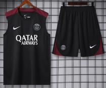 2024-25 PSG Black Tank top and shorts suit