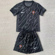 2024-25 Portugal Black GoalKeeper Kids Soccer Jersey