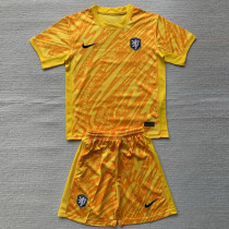 2024-25 Netherlands Yellow GoalKeeper Kids Soccer Jersey