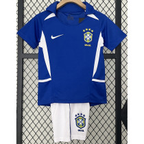 2002 Brazil Away Kids Retro Soccer Jersey