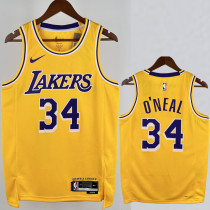 2022-23 LAKERS O'NEAL #34 Yellow Top Quality Hot Pressing NBA Jersey(圆领)