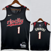 2023-24 Trail Blazers SIMMONS #1 Black City Edition Top Quality Hot Pressing NBA Jersey