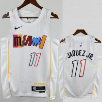 2022-23 HEAT JAQUEZ JR. #11 White City Edition Top Quality Hot Pressing NBA Jersey