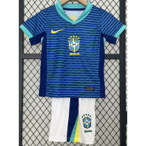 2024-25 Brazil Away Kids Soccer Jersey