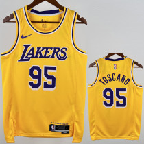 2022-23 LAKERS TOSCANO #95 Yellow Top Quality Hot Pressing NBA Jersey(圆领)