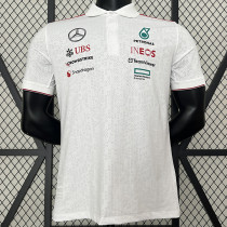 2024 F1 Mercedes White Polo Racing Suit (有领)