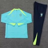 2024-25 Brazil Green Kids Half Pull Tracksuit (童装)(半拉链)