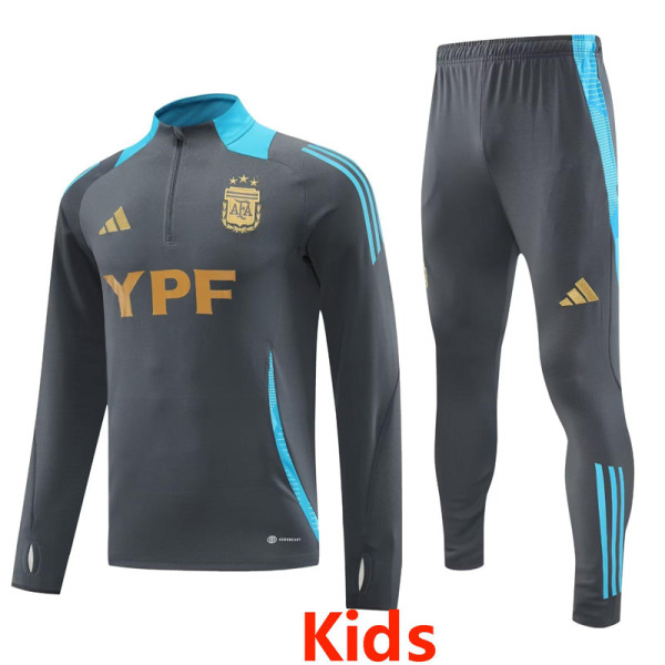 2024-25 Argentina Grey Kids Half Pull Tracksuit (童装)(半拉链)