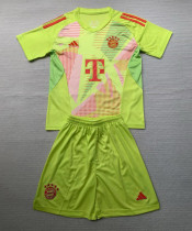 2024-25 Bayern Fluorescent Yellow GoalKeeper Kids Soccer Jersey