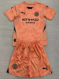 2024-25 Man City Orange GoalKeeper Kids Soccer Jersey