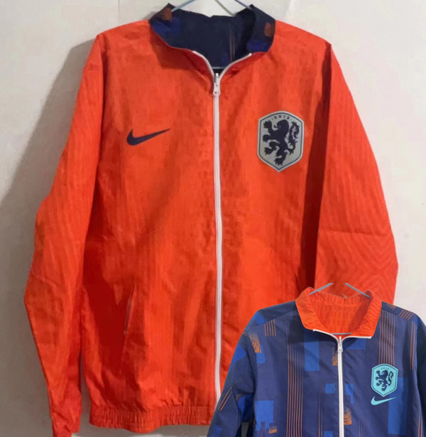 2024-25 Netherlands Orange & Blue Double Sided Windbreaker (双面风衣)