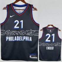 2020-21 76ERS EMBIID #21 Black City Edition Top Quality Hot Pressing NBA Jersey