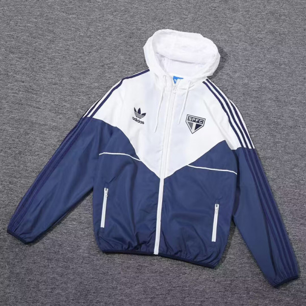 2024-25 Sao Paulo White&Royal Blue Windbreaker