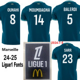 2024-25 Marseille Away Fans Soccer Jersey (Print all Sponsor)