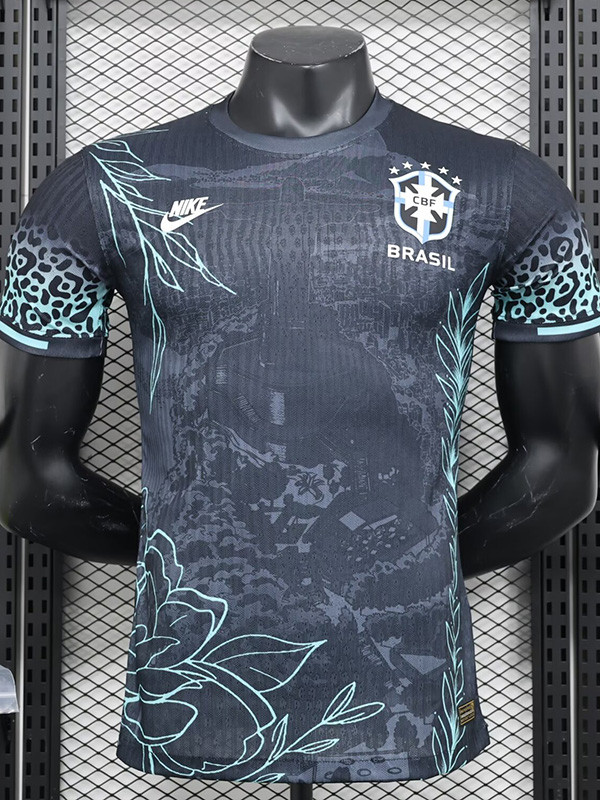 2024-25 Brazil Black Special Edition Player Version Soccer Jersey 绿花边