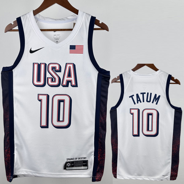 2024 Olympic Game USA TATUM # 10 White Basketball Jersey