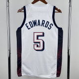 2024 Olympic Game USA EDWARDS # 5 White Basketball Jersey