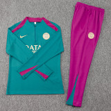 2024-25 PSG Dark green Kids Half Pull Tracksuit (童装)(半拉链)