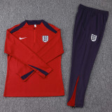 2024-25 England Jujube Red Kids Half Pull Tracksuit (童装)(半拉链)