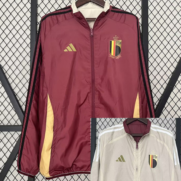 2024-25 Belgium Red & Khaki Double Sided Windbreaker (双面风衣)