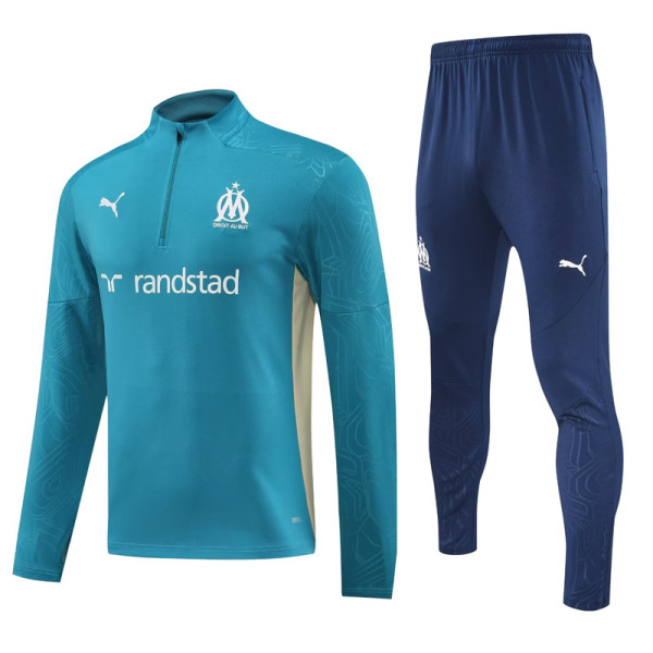 2024-25 Marseille Lake blue Half Pull Tracksuit (半拉链)