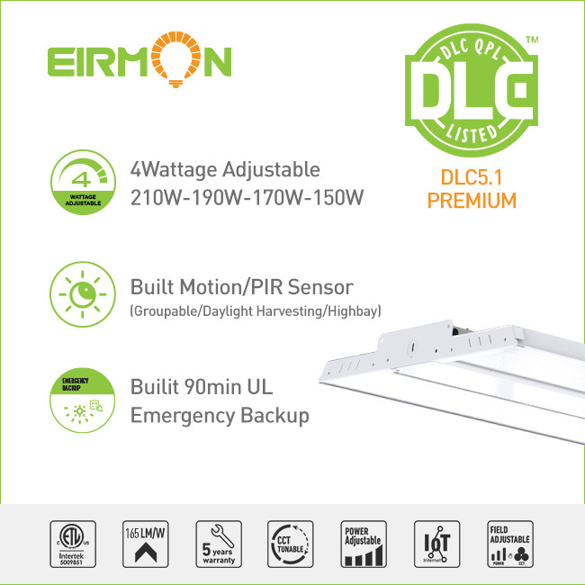LED Linear High Bay Shop Light, （4PCS/Pack）1X4FT 210W LED Shop Light Fixture, 165LM/W, 120-277VAC,  4000K / 5000K Warehouse Lighting, ETL Approved, 5 Years Warranty