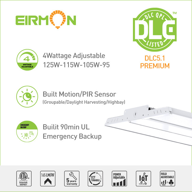 LED Linear High Bay Shop Light, （4PCS/Pack）1X2FT 125W LED Shop Light Fixture, 165LM/W, 120-277V,  4000K / 5000K Warehouse Lighting, ETL Approved, 5 Years Warranty
